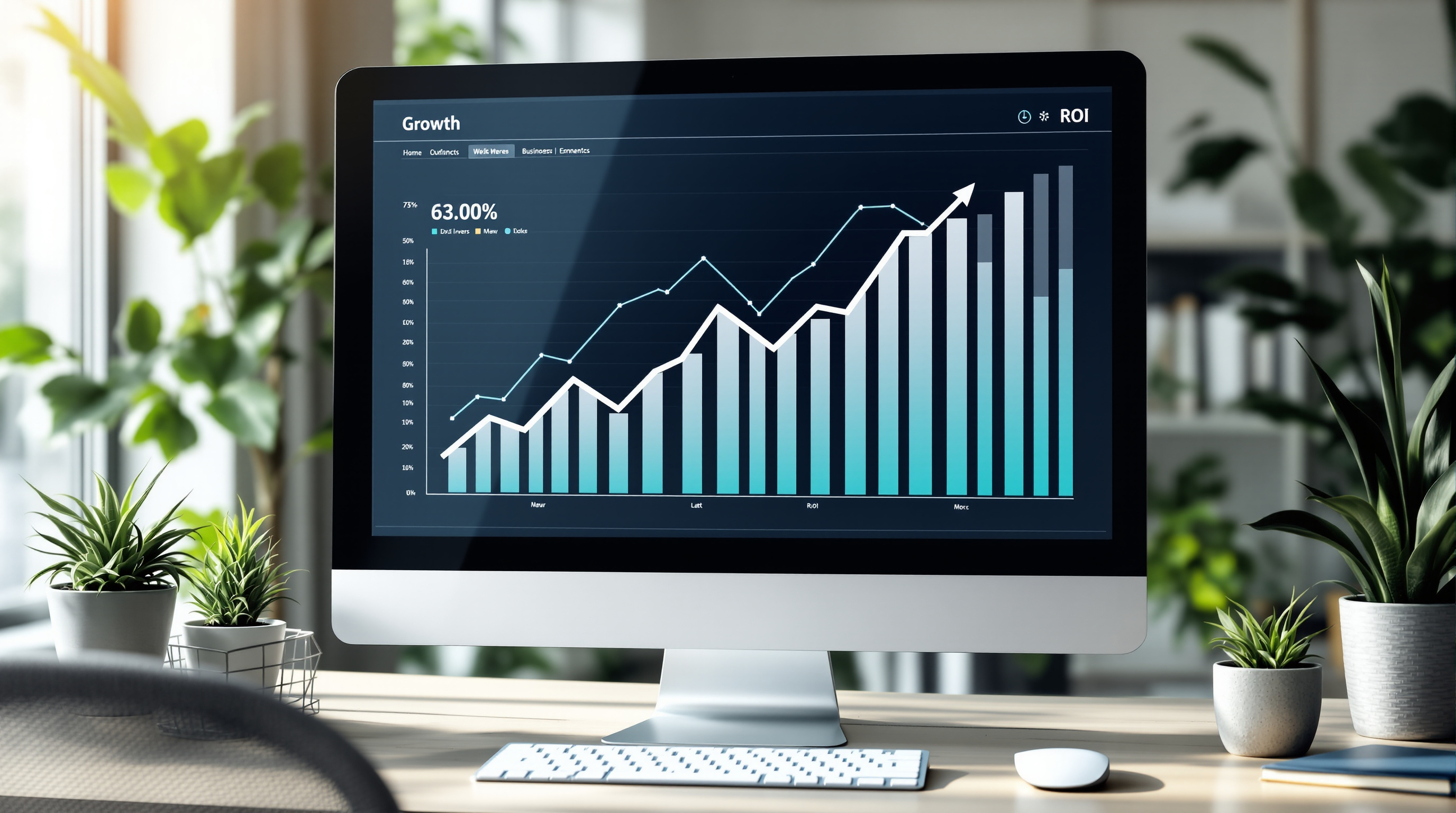 Business growth analytics showing SEO investment returns